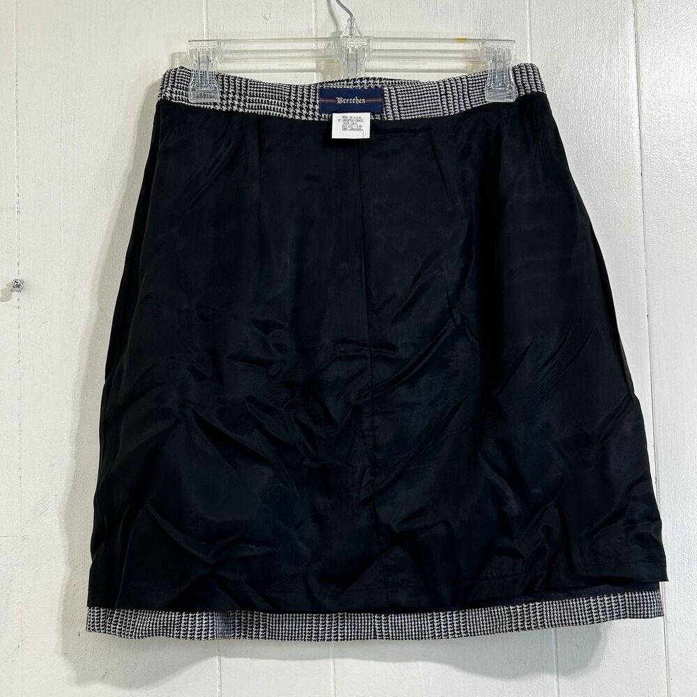 Vintage Breeches Houndstooth Lambswool Mini Skirt Size 10 Gray White Black Skirt - Picture 7 of 12